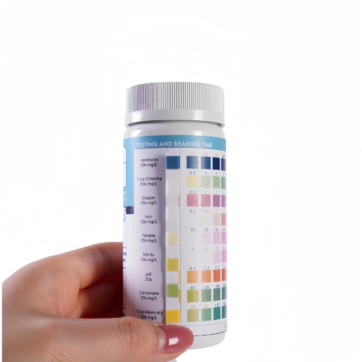 9-in-1 Watertester - 100 Teststrips - Aquarium teststrips - Zwembad test strips - Waterkwaliteit - Zwembadonderhoud - Testen van drinkwater, zwembadwater, fontein - voor het meten van pH, hardheid, chloor, nitraat, nitriet, ijzer en koper