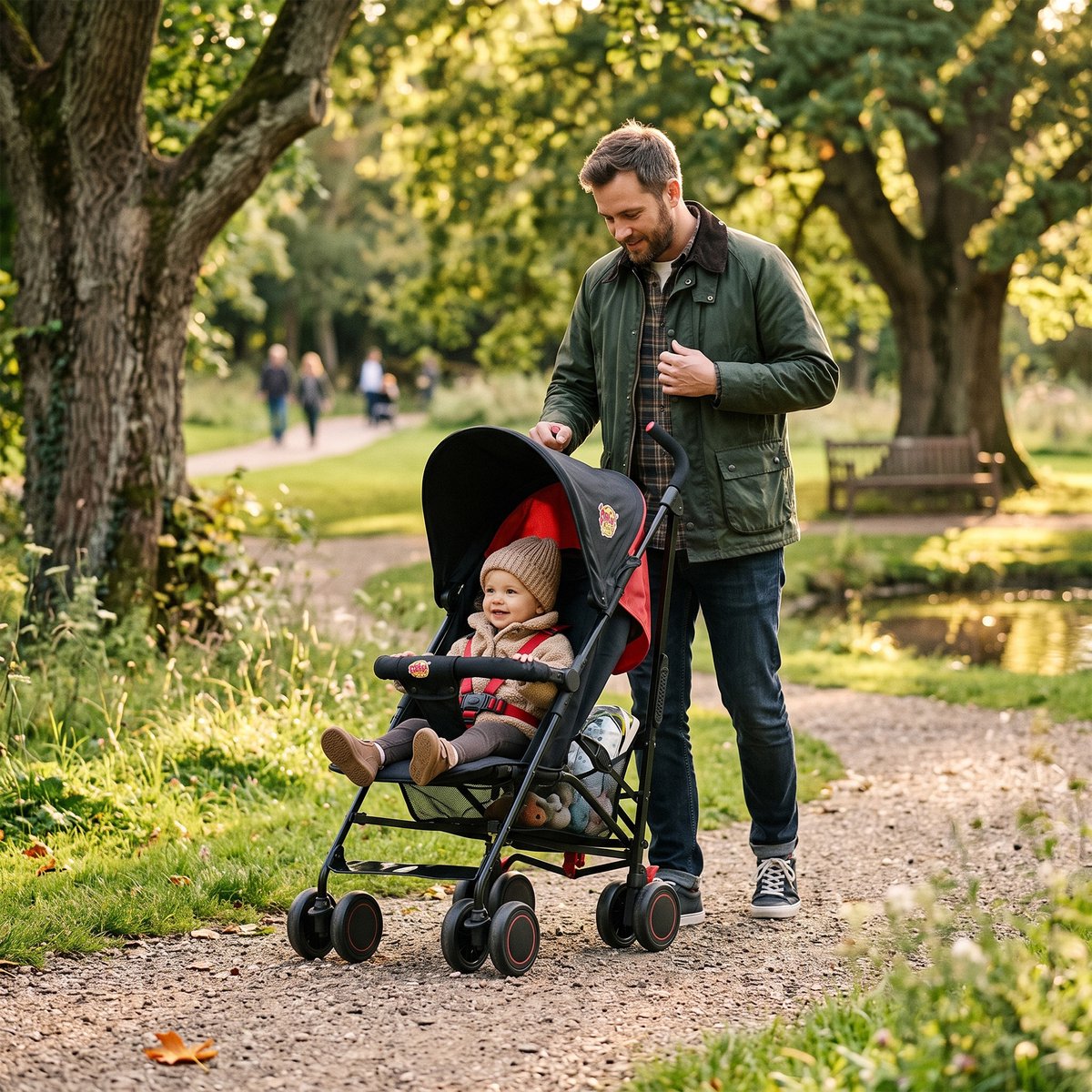 Jinbei Paraplu Buggy - Verstelbare Buggy - Tot 15 kg - Grijs/Rood — cadeau in Cadeau-ideeën - foto 3