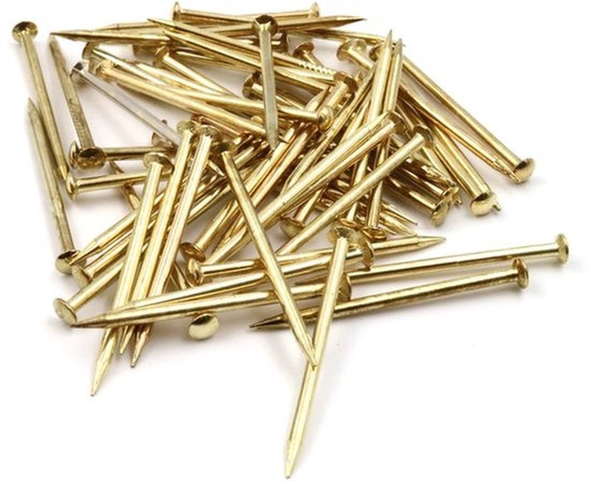 Design61 Stalen Spijkers 50x - 2,0 mm Draaddiameter - 40 mm Lengte - Messing Kop
