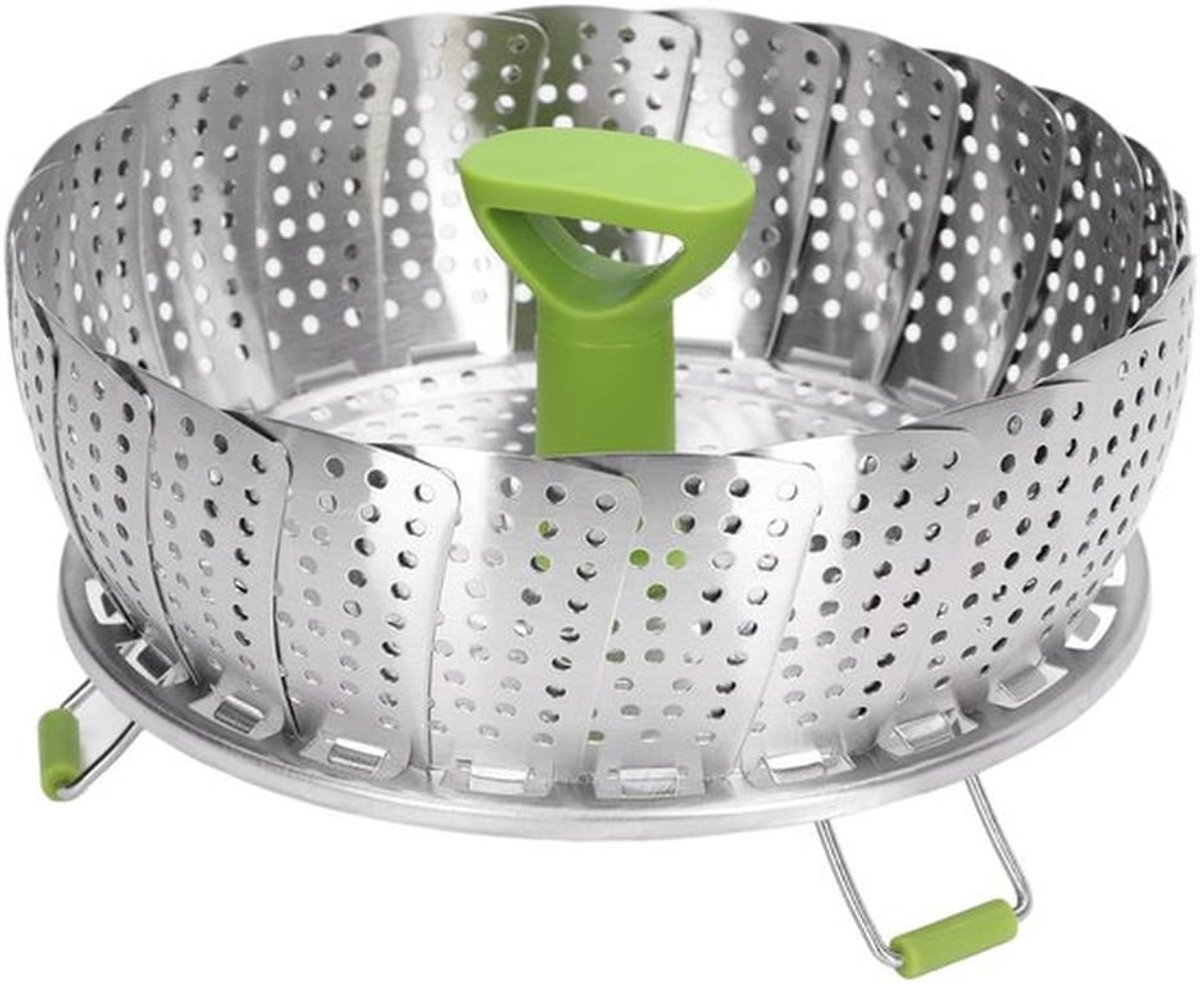 Stoommand, multifunctioneel opvouwbaar stoomrek, intrekbare stoommand van roestvrij staal, kookaccessoire voor het stomen van groenten, broodjes en zeevruchten (klein)