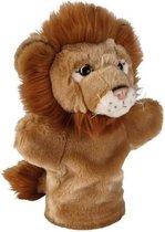 Pluche bruine leeuw handpop knuffel 26 cm - Leeuwen wilde dieren knuffels - Poppentheater speelgoed kinderen