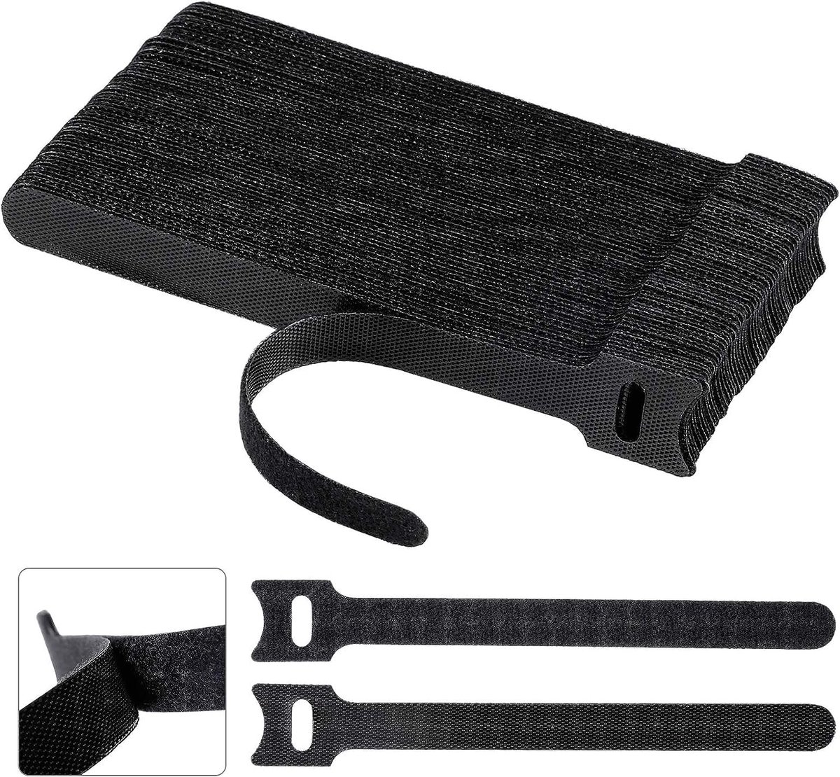 SnelShoppen - 60 Stuks Herbruikbare Klittenband Kabelbinders 150x12mm - Verstelbare Kabelbinders voor Thuis en Kantoor - Ideaal als Kabelorganizer