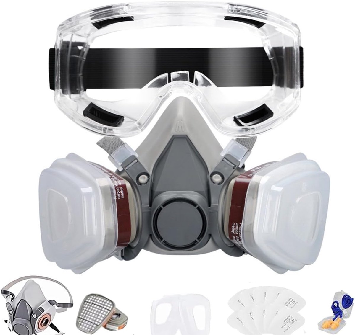 Thijox - Ademhalingsmasker Herbruikbaar met A1P2 Filter, Stofmasker voor Spuitwerk, Ademhalingsbescherming tegen Gassen en Dampen, Ideaal voor Klussen