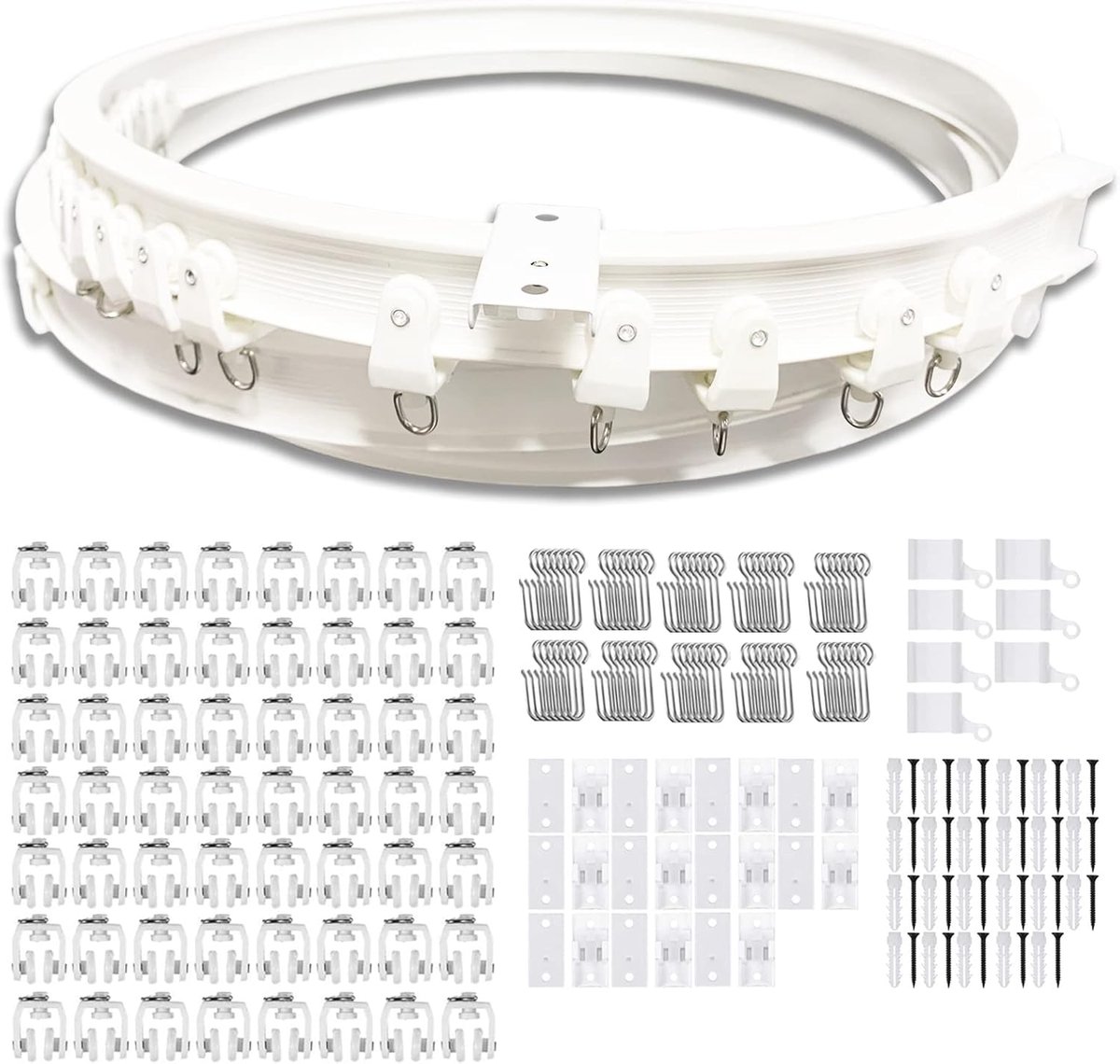 SnelShoppen - Flexibele Gordijnrail Plafond 7m - Buigbaar en Gebogen met Demprollen - Perfect voor Douche, Erker, Camper, Kamerverdeler