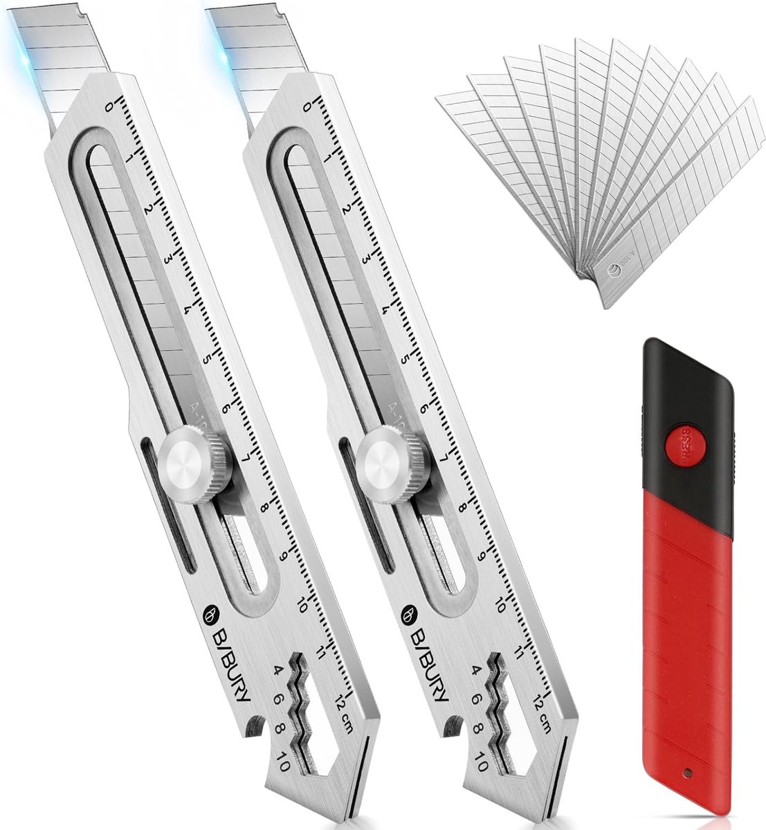 SnelShoppen - Professionele Snijmesjes Set, RVS Universeel Mes met 10 Extra SK5 18 mm Snap-off Messen, Multifunctioneel Tapijtmes voor Klussen en Crea