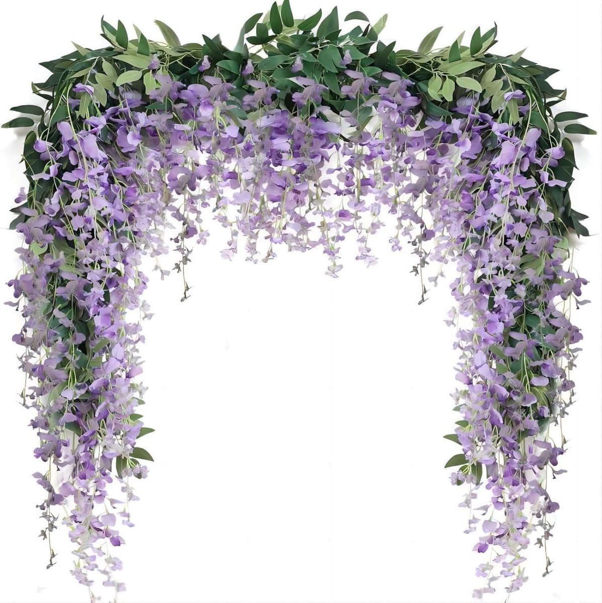 SnelShoppen - 2Pcs 12FT (3.65m) Nep Wisteria Klimplant Garlands Kunstbloemen voor Bruiloft, Wanddecoratie en Badkamer (Paars)