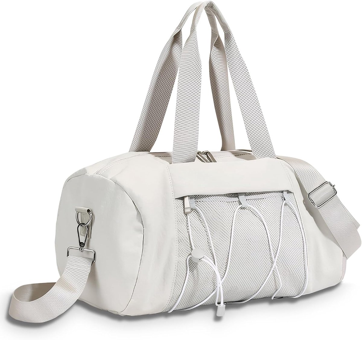 SnelShoppen - Sports Bag met Schoencompartiment voor Mannen en Vrouwen, Trainings- en Reisbagage, Waterafstotend, Beige, 41x20x22cm, Ideaal voor Gym,