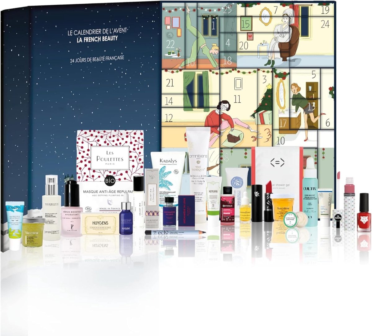 SnelShoppen - Beauty advent calendar 2025 - La French Beauty Box met 24 Franse producten - Gezicht, lichaam, haarverzorging, parfums & make-up - Waard