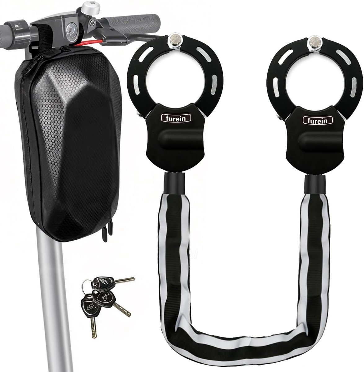 SnelShoppen - E-scooter lock | 8mm kettingslot voor fiets, e-scooter, E-bike | Hoogwaardige handboeien slot met tas | Anti-diefstal | Veilig en duurza