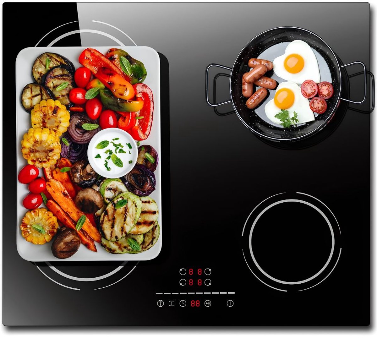 JCP® Inbouw Inductiekookplaat - Inductiekookplaat - Inductiekookplaat met Boosterfunctie - Zwart - 59cm x 52cm x 6cm