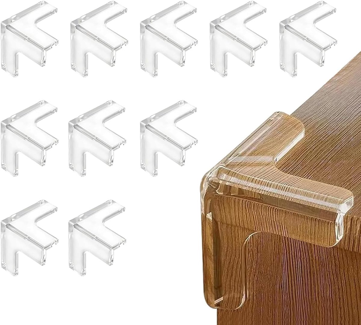 Thijox - 10 stuks hoekbeschermers voor kinderen, transparante rubberen hoekbescherming, kinderveiligheid voor thuis, met sterke secondelijm voor meube