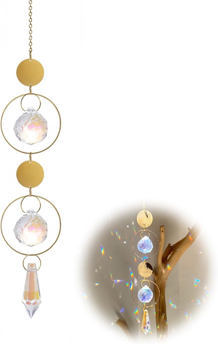SnelShoppen - Glass Prism Hanging Sun Catcher - Regenboog Lichten Windgong voor Ramen, Tuin en Balkon - Decoratie voor Binnen en Buiten - Perfecte Cad