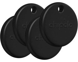 Chipolo POP - Bluetooth Tracker & KeyFinder - Werkt met Apple Find My & Android Find My Device - Tracker Apple iPhone & Android - 120 dB - Zwart - 4 Pack