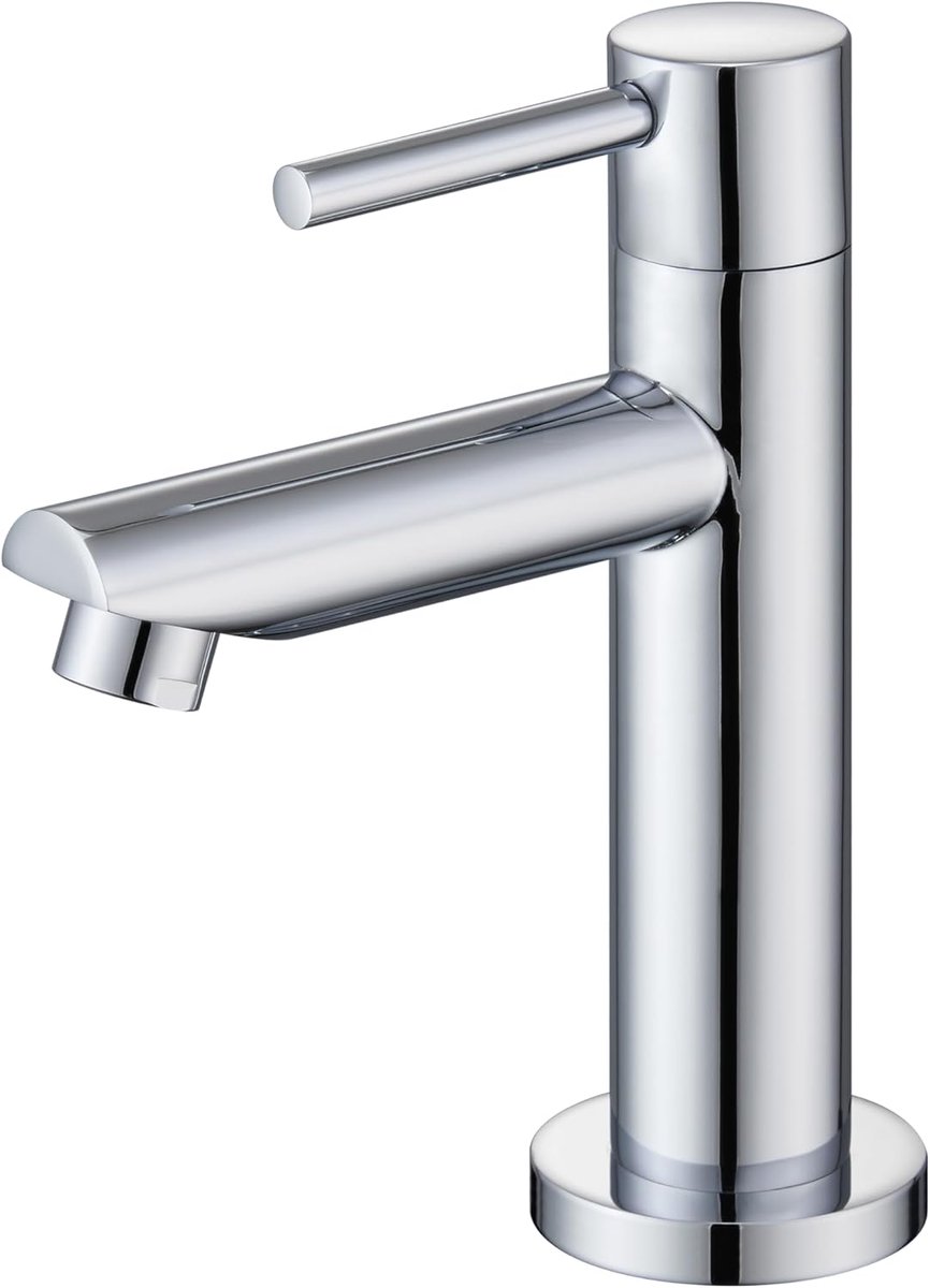 SnelShoppen - Cold Water Tap voor Gastentoilet - RVS Kranen voor Kleine Wasbakken - Enkele Hendel Badkamer Faucet met 50cm Aansluiting - Duurzame 304