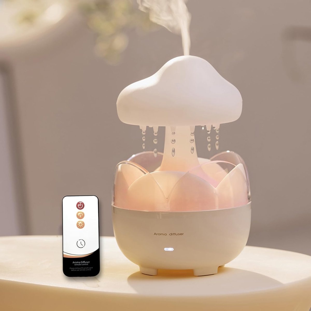 SnelShoppen - Raindrop Draagbare Luchtbevochtiger en Essentiële Olie Diffuser 230ml, Nachtlampje met Waterloze Automatische Uitschakeling voor Kantoor