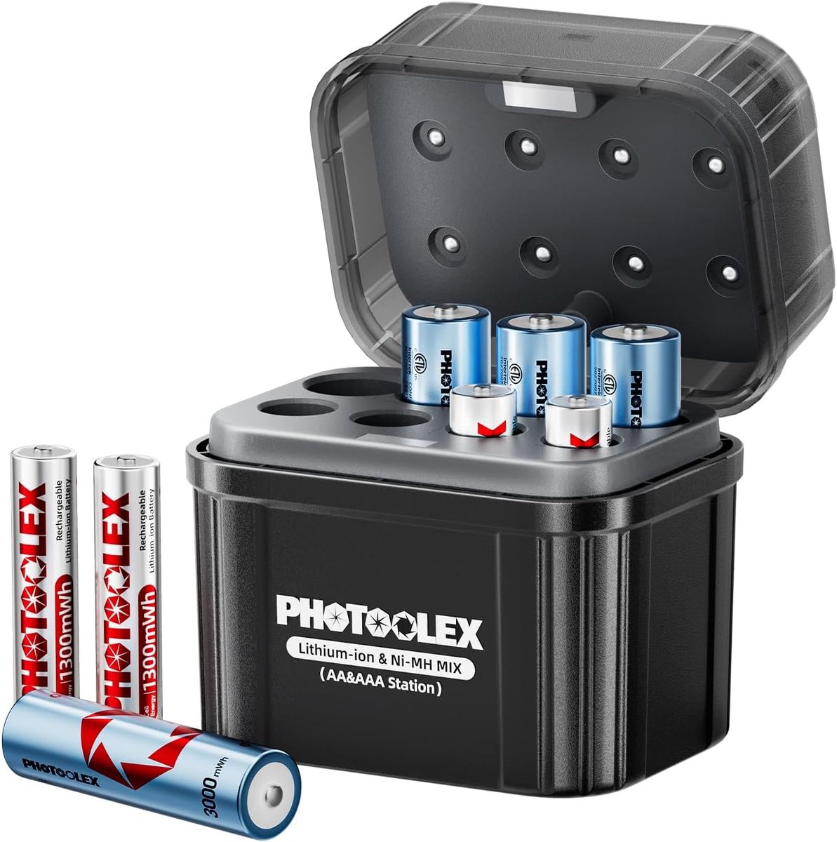 SnelShoppen - Oplaadbare Batterijen 4 AA & 4 AAA Lithium met Hybrid Charger - 1.5V Duurzame Li-ion Batterijen met Opslagdoos voor Huishoudelijk Gebrui