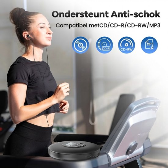 SP® CD Speler Draagbare - Draagbare Bluetooth CD Speler - CD Speler - Zwart - 15cm x 15cm x 3cm van SP — afbeelding 5