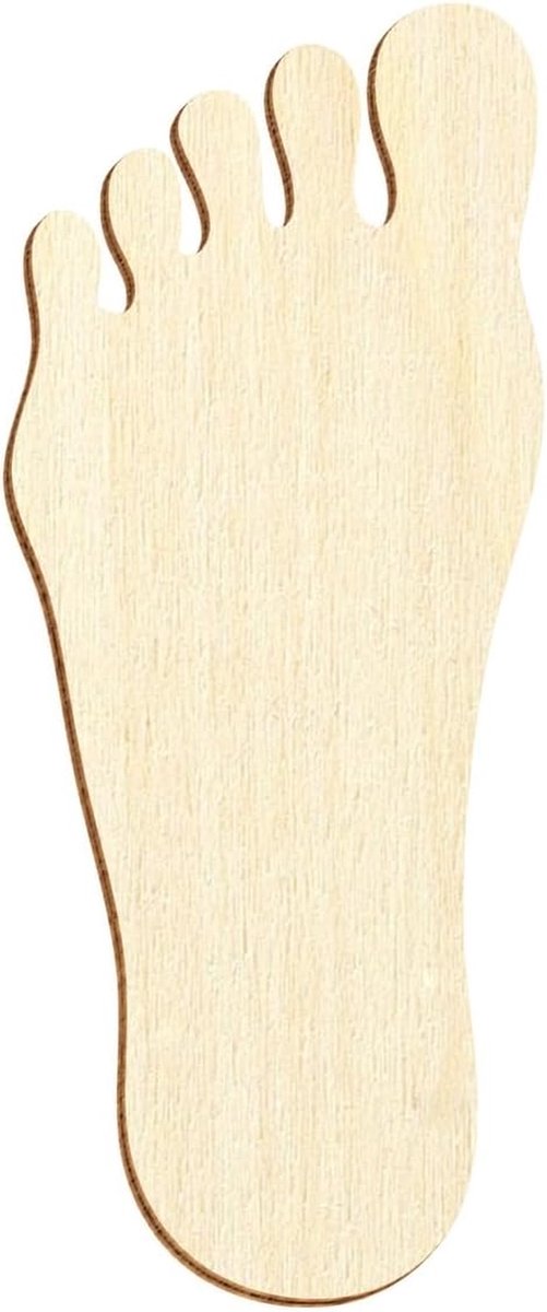 Houten Voet - Knutselvorm - Decoratie Maken - Gelaserd Hout - 10 Stuks - Natuurlijk