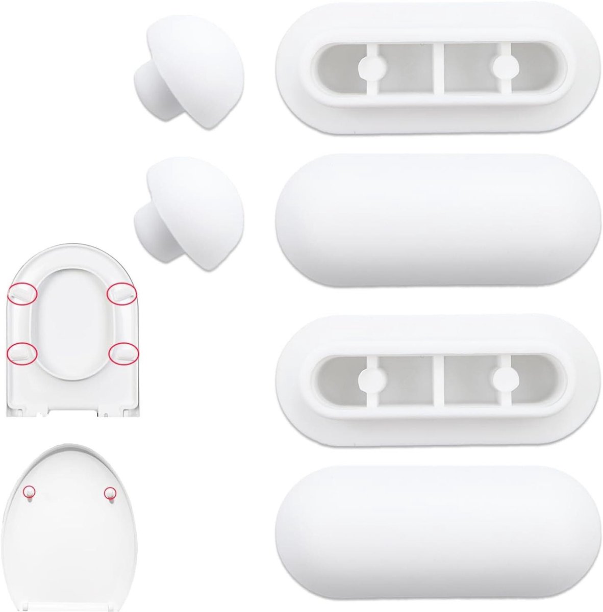 Toiletbril Stoppers - Zitkussens Toilet - Extra Comfort - Duurzaam Kunststof - 6 Stuks - Wit