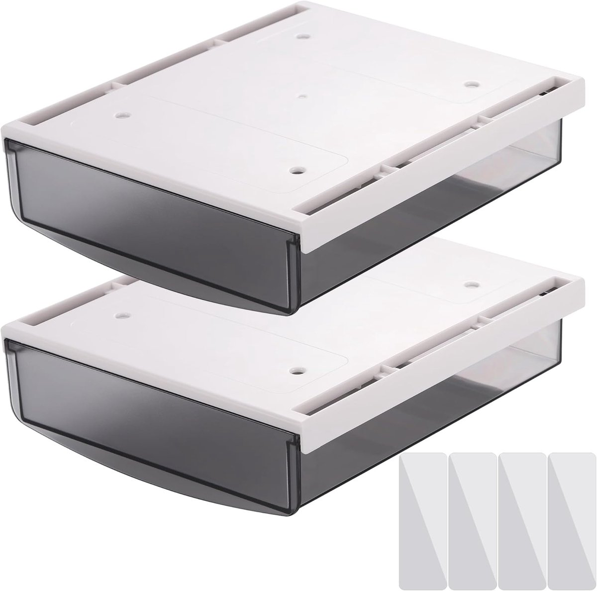 SnelShoppen - 2 Stuks Onder Bureauladen Zonder Boor - Transparante Zelfklevende Lade voor Bureau - Duurzaam ABS Materiaal - Onder Bureau Opbergladen v