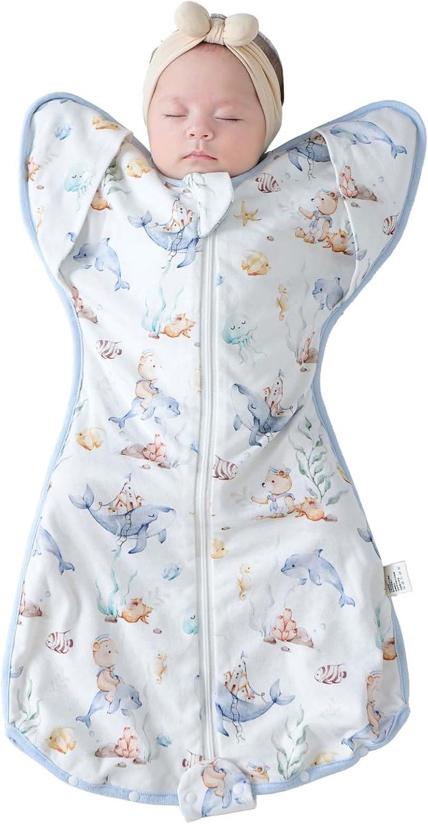 Babyslaapzak - Inbakerdoek - Betere slaap - 05 TOG - Large 0-6 mnd - Blauw