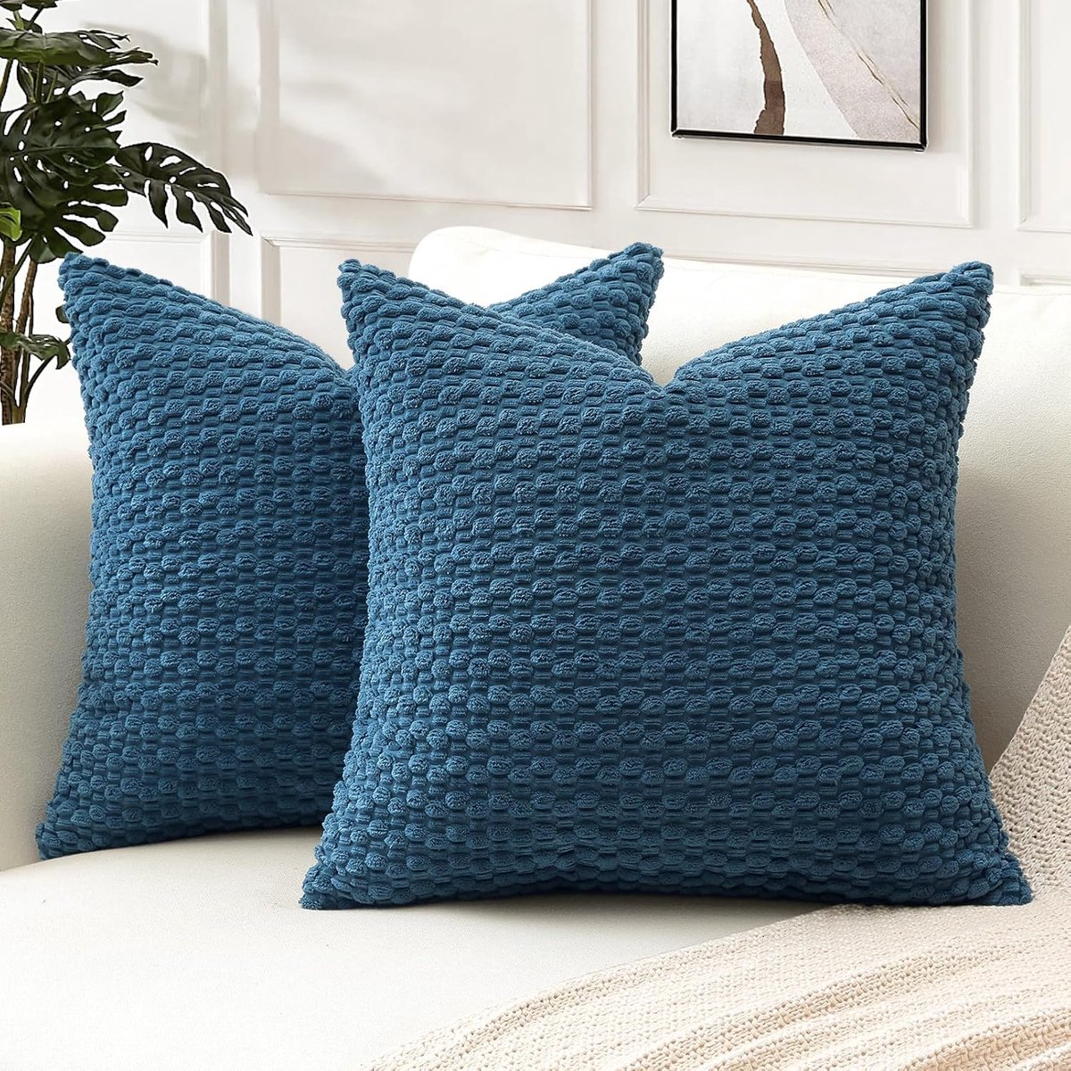 SnelShoppen - Kussensloop Corduroy Ribfluwelen 60x60 cm - Geometrische Kussenhoezen - Set van 2 - Zachte Decoratieve Kussenhoezen voor Bank, Slaapkame