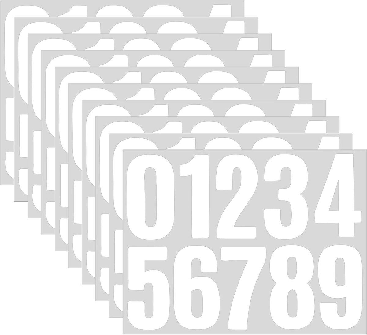 SnelShoppen - 10 Vel Nummer Stickers, Wit, 10 cm, Waterdichte Zelfklevende Cijfer Stickers voor Brievenbus, Huisnummers, Vinyl Stickers voor Borden, D