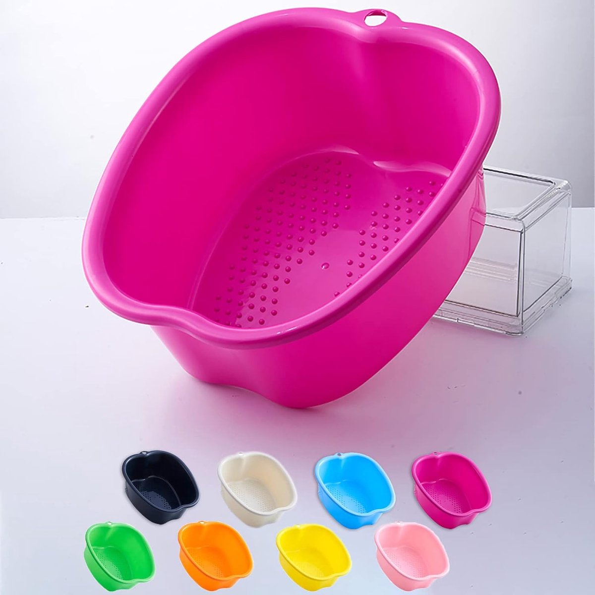 SnelShoppen - Grote voetbad voor spa en voetmassage, stevige plastic voetwasbak voor pedicure, detox en ontspanning - Perfect voor het weken van voete