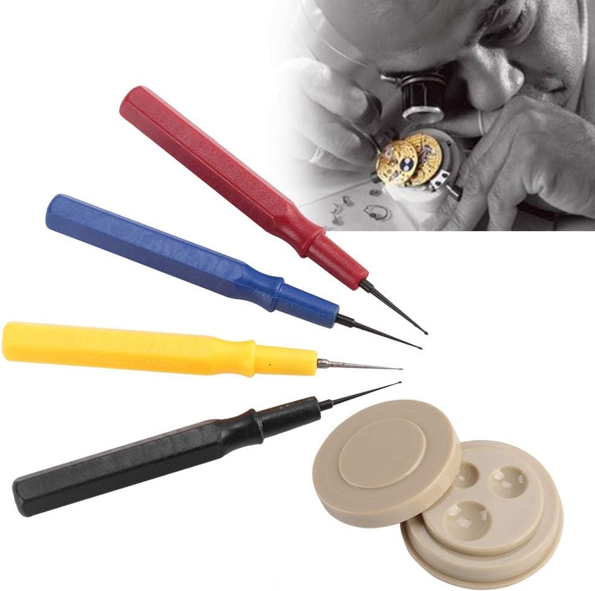 SnelShoppen - Watch Repair Kit met 4 Watchmakers Oil Pens en 1 Oliekop - Professionele Set voor Mechanische Uhren Reparatie en Onderhoud - Compact, Du