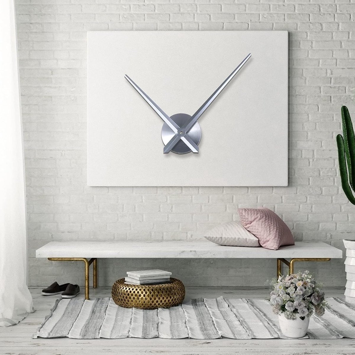 SnelShoppen - Moderne 3D Wandklok Metaal Uurwerk met Zilveren Wijzers - DIY Klok voor Muurdecoratie - 12 cm Diameter, Zwart-Zilver, Perfect voor Woonk