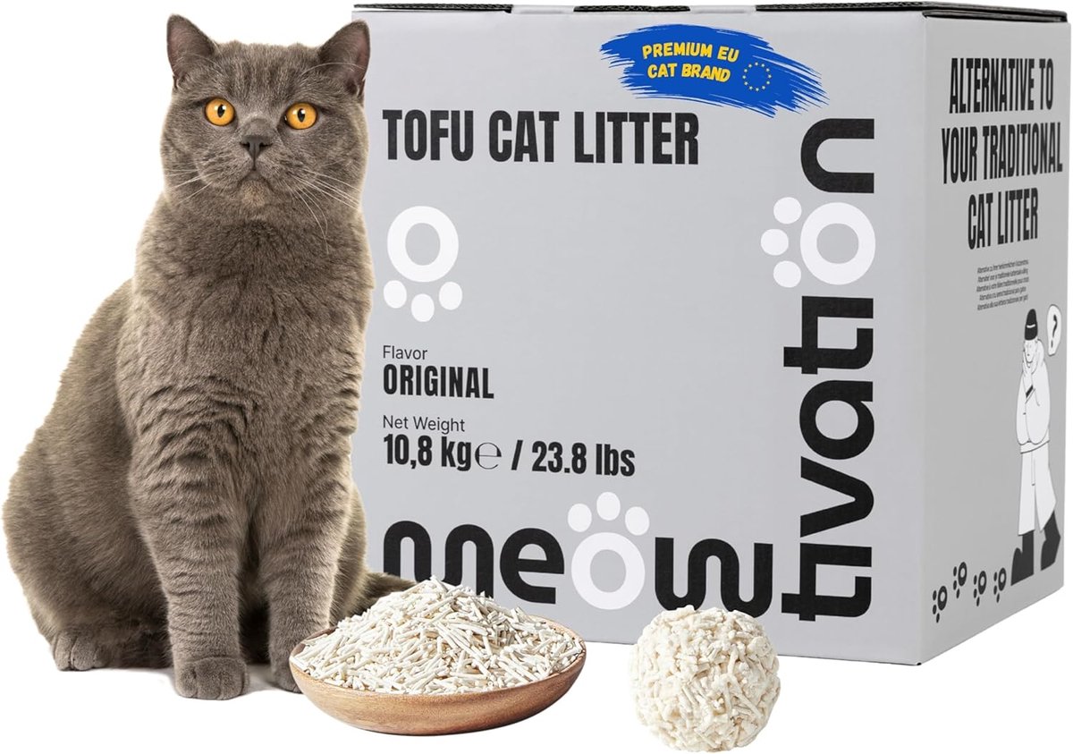 SnelShoppen - Tofu Kattenbakvulling 10,8 kg - Klontvormende Plantaardige Vulling met Erwtenvezel, 99% Stofvrij, Optimale Geurcontrole, Doorspoelbaar,