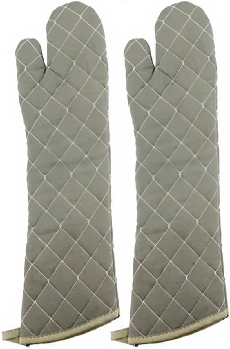 SnelShoppen - 58 cm Lange Katoenen Ovenwanten - Hittebestendig Keukenhandschoenen - Brede en Lange Bakhandschoenen voor Koken en Grillen - Wasbaar in