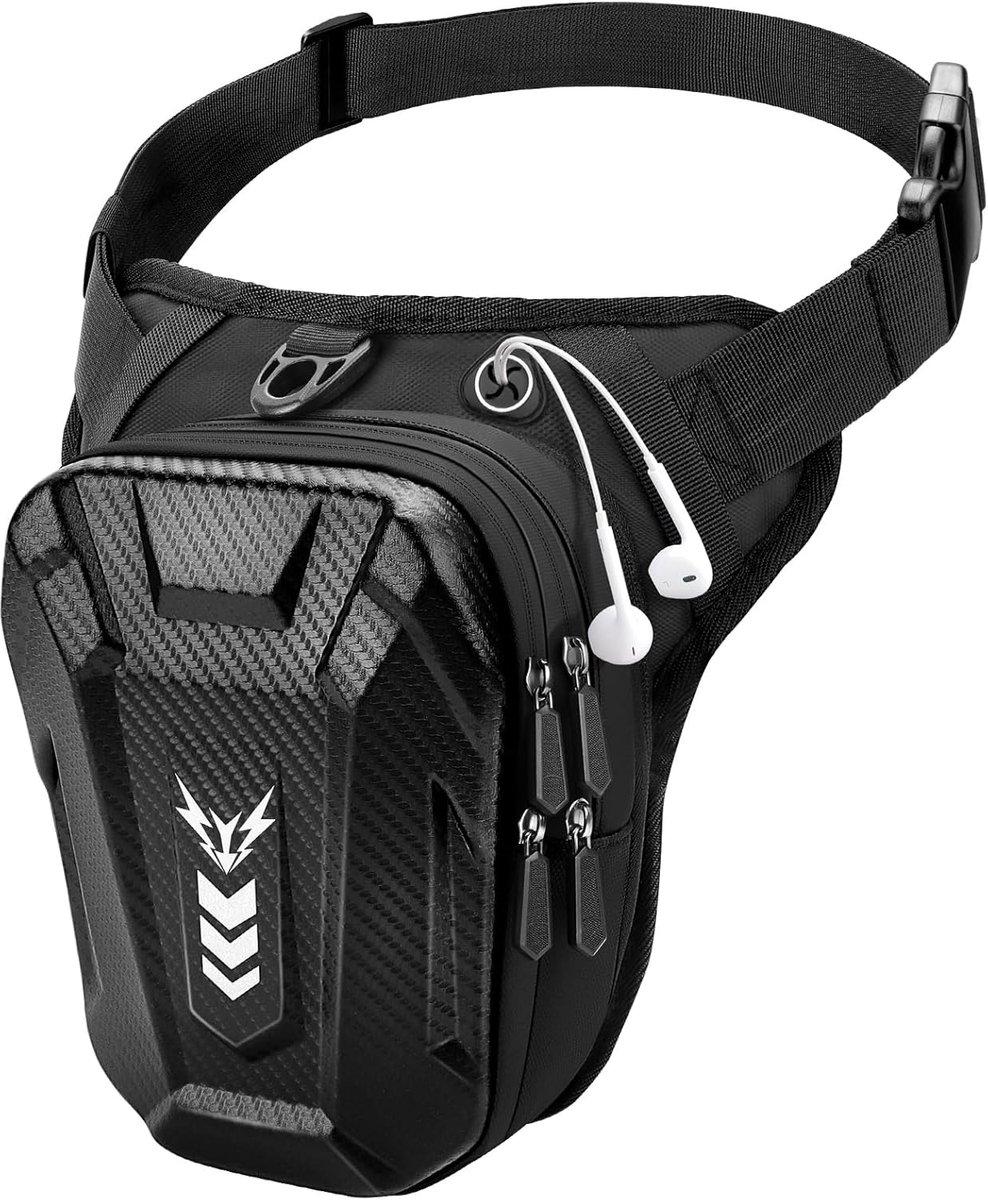 SnelShoppen - Beenzak Motor Heuptas Heren Dames - Uitgebreide Opbergruimte Dijbeenzak met Reflecterende Strepen & Verstelbare Beenband voor Fietsen Wa