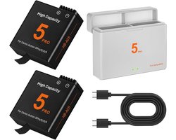 SnelShoppen - 2 stuks 2800 mAh Camera Accu's met PD Fast Charge Acculaderkit voor Osmo 360 Action 6/5 Pro/4/3 - Hoge Capaciteit en Duurzaam