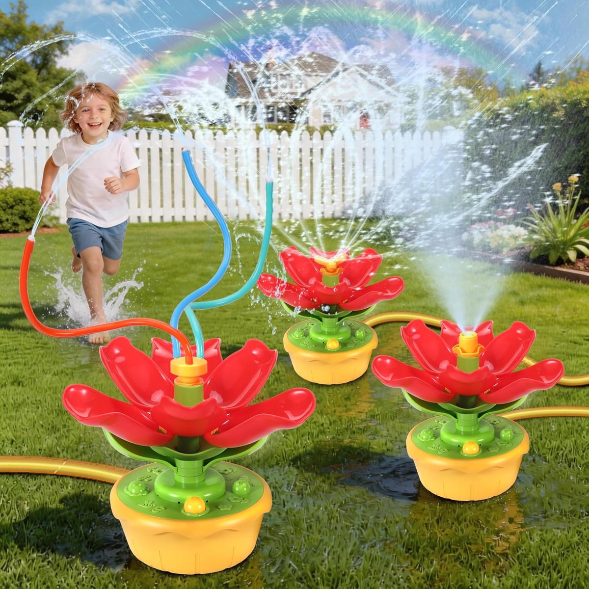 Thijox - Watersprinkler voor Kinderen, Buiten Zomer Waterspeelgoed, 3 Spuitpatronen, Schuilslangen, Leuke Grassprinkler voor Tuin, Hof, Voor Jongens e