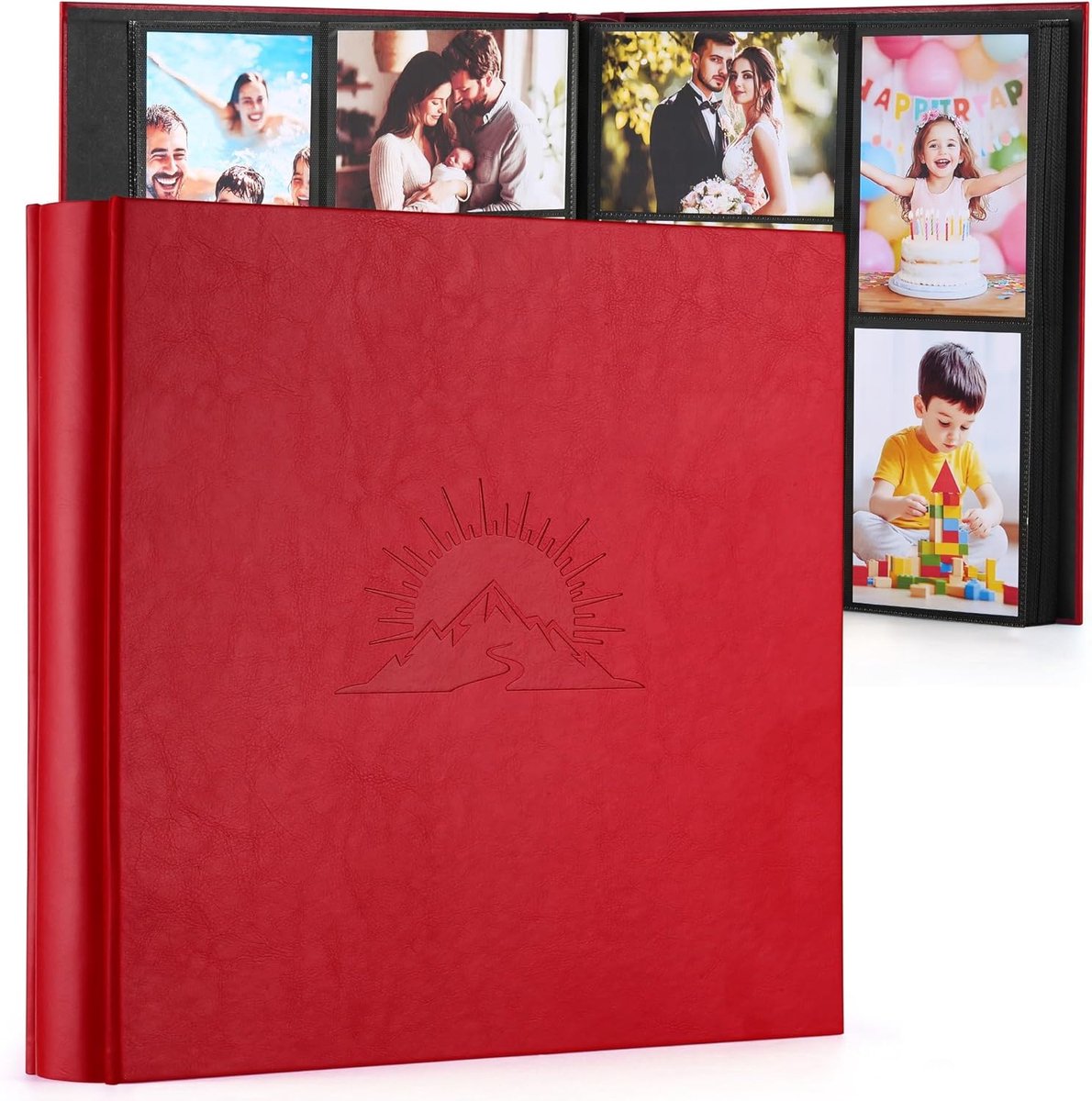 SnelShoppen - DazSpirit Fotoalbum 6x4 600 Zakjes - Leren Hoes met Elegant Geembosseerd Patroon - Huwelijksverjaardag Baby Familie Geheugenboek - Klass