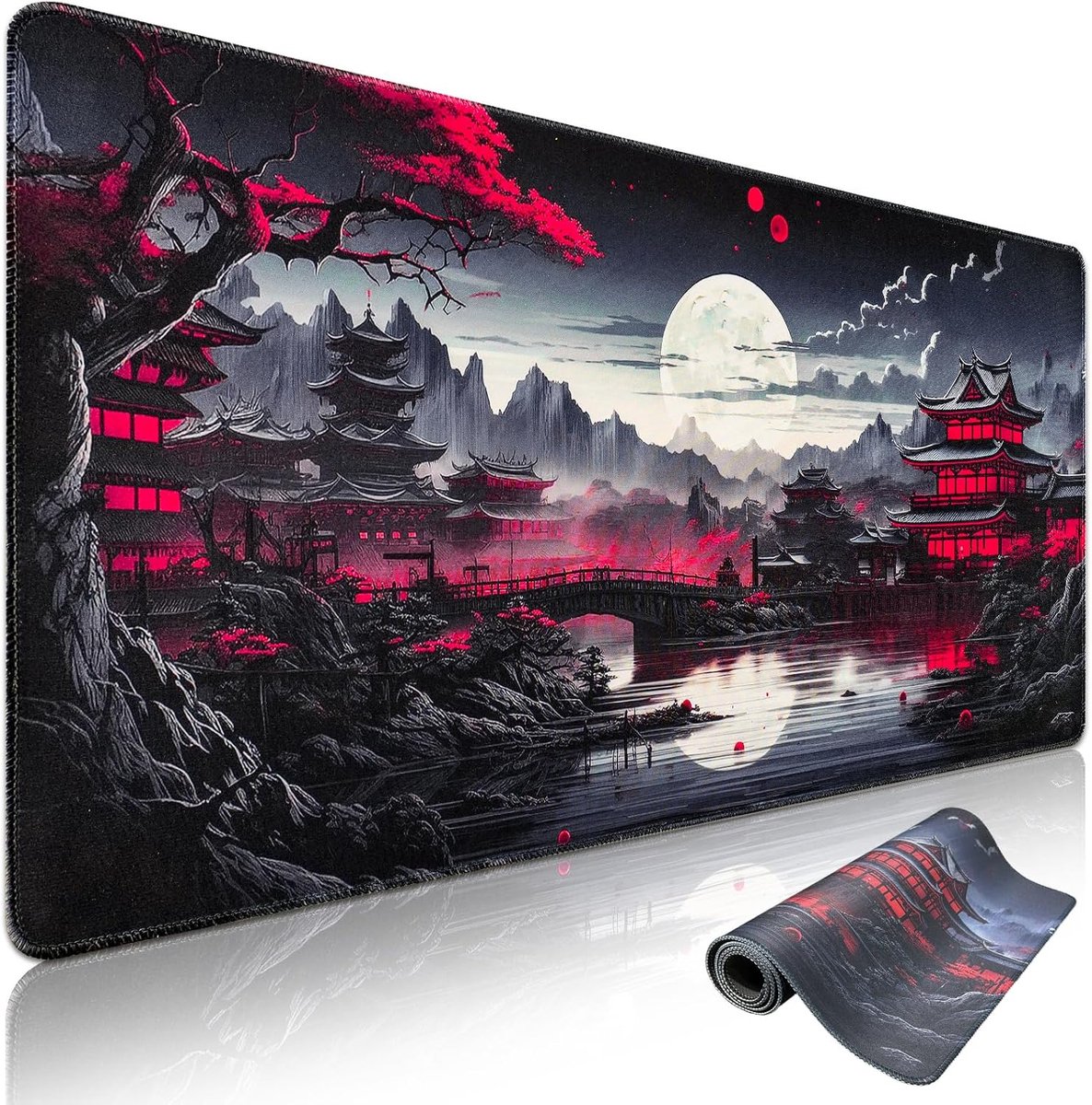SnelShoppen - XXL Gaming Muismat 1200 x 600 mm - Volle Maan Design - Niet-slip Rubber Basis - Ideaal voor PC, Laptop, Gaming & Thuiswerk