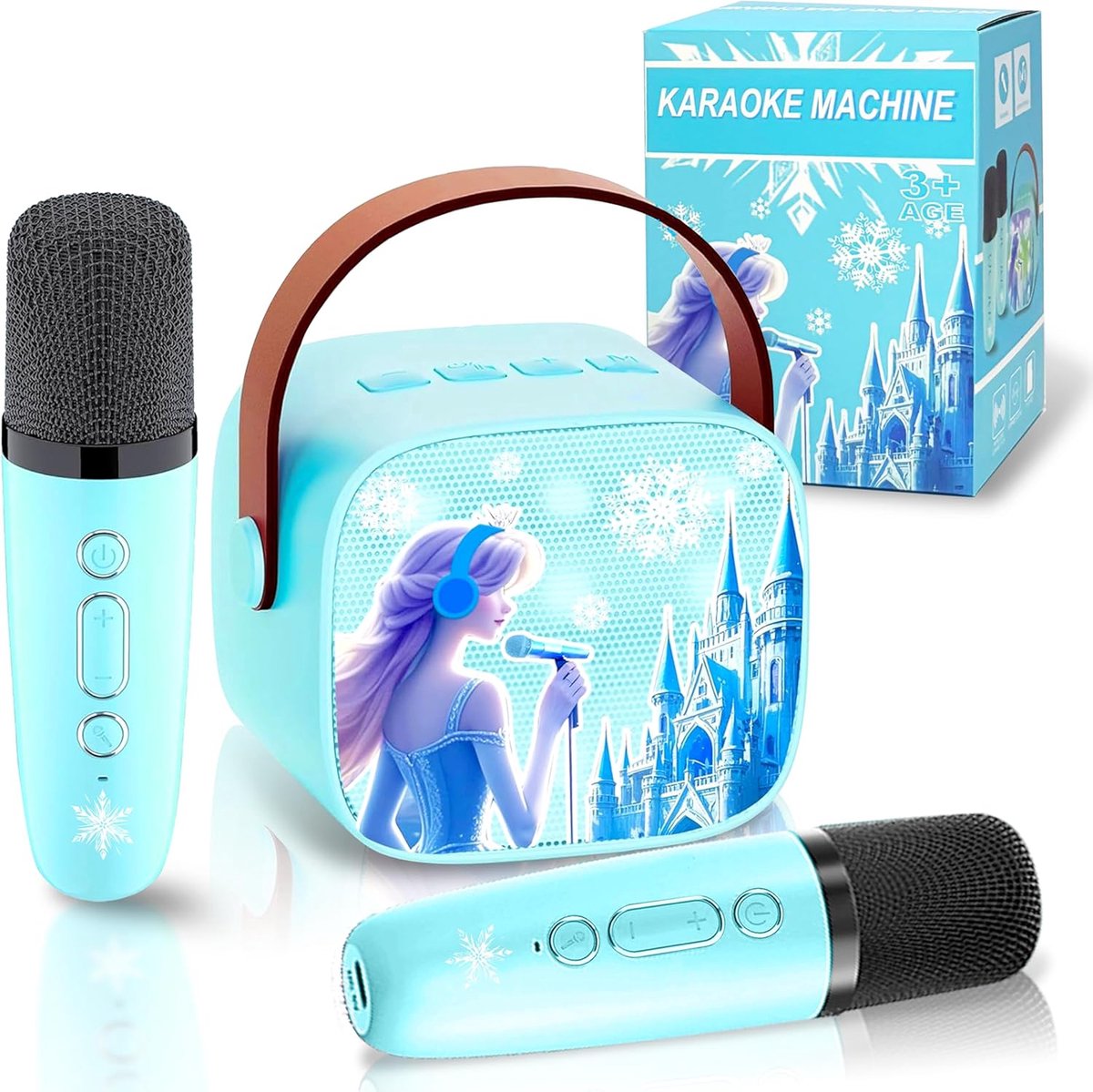 SnelShoppen - Kids Karaoke Machine met 2 Draadloze Microfoons, Frozen Microfoon voor Meisjes 3-9 Jaar, Karaoke Spelletjes voor Feesten, Creatieve Spee