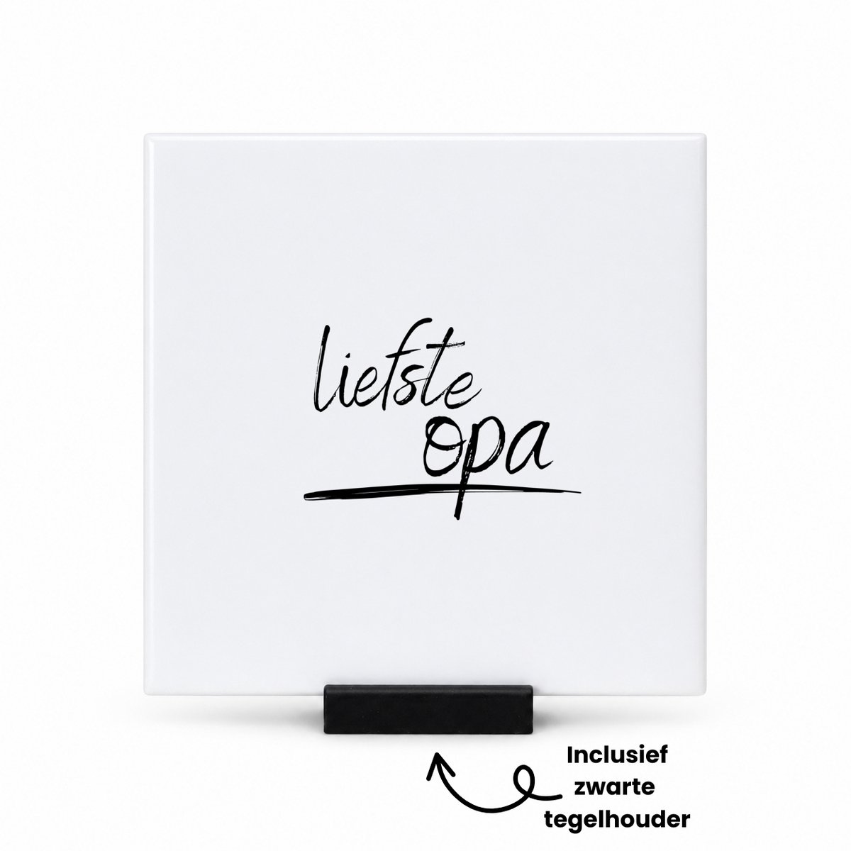 Hacebo liefste opa tegeltje met tegelhouder - Opa - de liefste opa - tegeltjes met tekst - verjaardagscadeau - verjaardag - cadeau - cadeautje voor opa - opa artikelen - kado - geschenk - gift - spreuktegels - 10.8x10.8 CM Wit