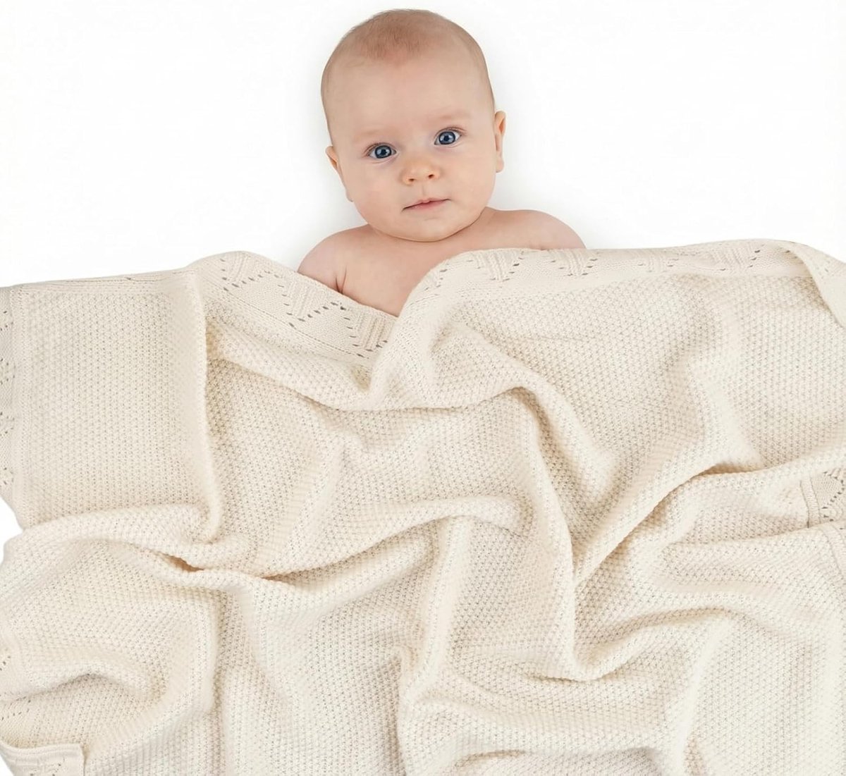 Thijox - Babydeken 100x80 cm, Licht en Behaaglijk, Ademend voor Pasgeborenen, Zachte Gebreide Deken in Beige, 4 Seizoenen, Perfect voor Kinderbed en K