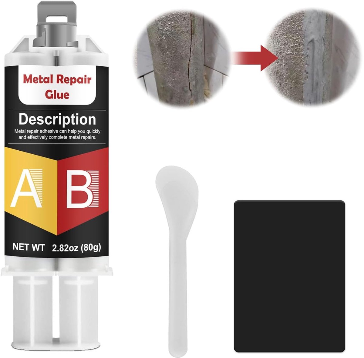 SnelShoppen - 80g Metaallijm, Hoge Sterkte Hittebestendige Lijm voor Metaal, Kunststof, RVS, Aluminium, Perfect voor Reparaties en Lassen van Scheuren