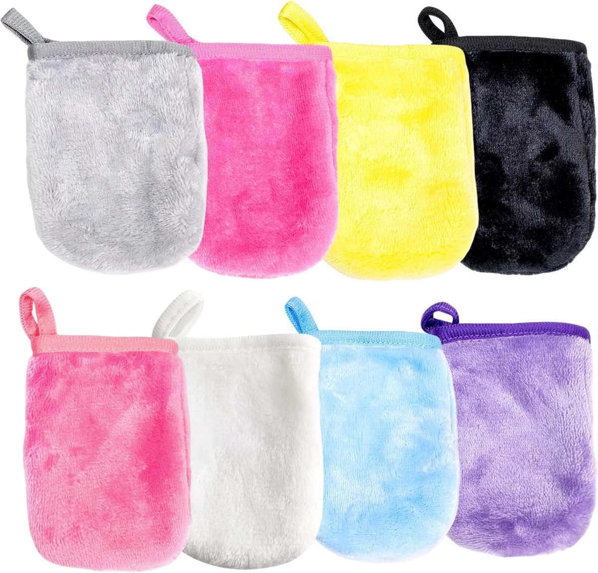 SnelShoppen - Pack van 8 Microfibre Wasdoeken - Terry Cloth Flanellen Gezichtsdoeken voor Make-up Verwijderen - 11 x 9 cm - Zacht en Geschikt voor Gev