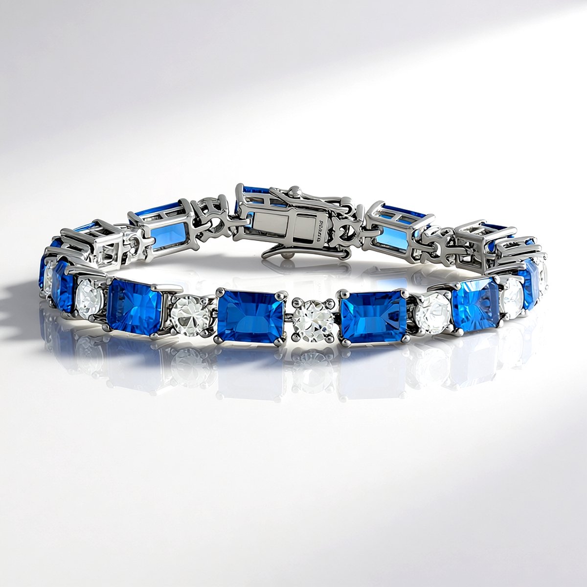 Cavill - Zilveren Armband met 13 Kleurveranderende Fluorieten & Witte Topaas - 925 Sterling Zilver - Elegante Dames Sieraden - 19 cm