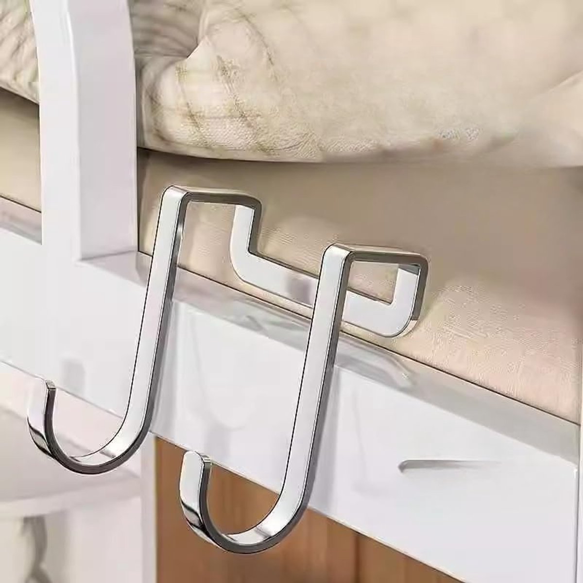 5 Stuks Deurhaken Zonder Boren - RVS Dubbele Kledinghaak voor Kastdeur en Deur - Ophanghaak voor Handdoeken Kleding Tassen - Ruimtebesparende Haak voor Badkamer Keuken Slaapkamer - 7x6x4 cm