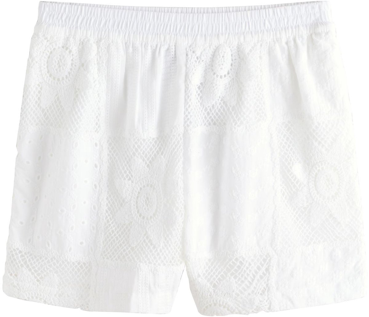 Next - Dames - N. Premium gehaakte short met patchwork - Wit