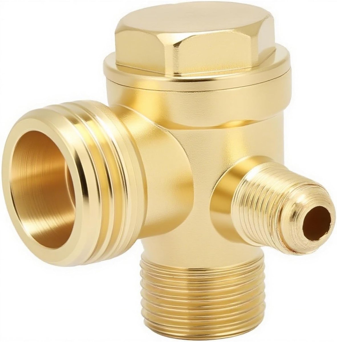 SnelShoppen - Air Compressor Check Valve 20x16x10mm - Drieweg Unidirectionele Ventiel - Zinklegering - Aansluitingen voor Luchtcompressor, Luchtdruk T
