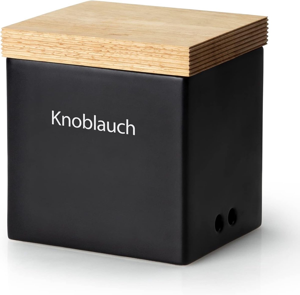 Beschuitblik - Zwart - 14 x 12 x 15,5 cm - Keramische Voorraaddoos met Ventilatiegaten - Voor Keukenopslag