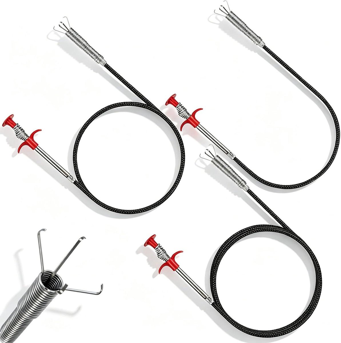Klauwgrijpers Set - Afvoerreiniger Spiraal - Verstoppingen Verwijderen - Flexibel Ontwerp - 06m 09m 16m - Wit