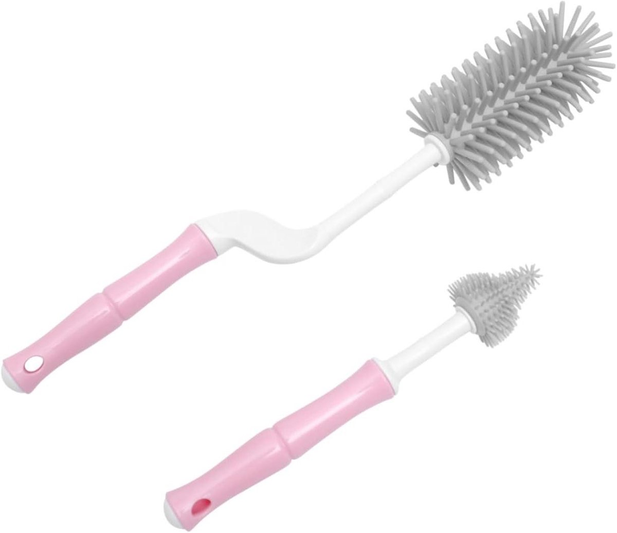 Flessenborstel Set - Babyfles Reiniger - Flessen Schoonmaken - 360 Graden Draaibaar - 32x8.5CM - Roze