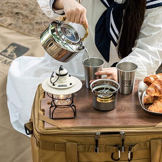 Kampvuur koffiepot - Camping theeketel - Buiten koken - Snel verwarmend - 1.2L - Zilver — afbeelding 3